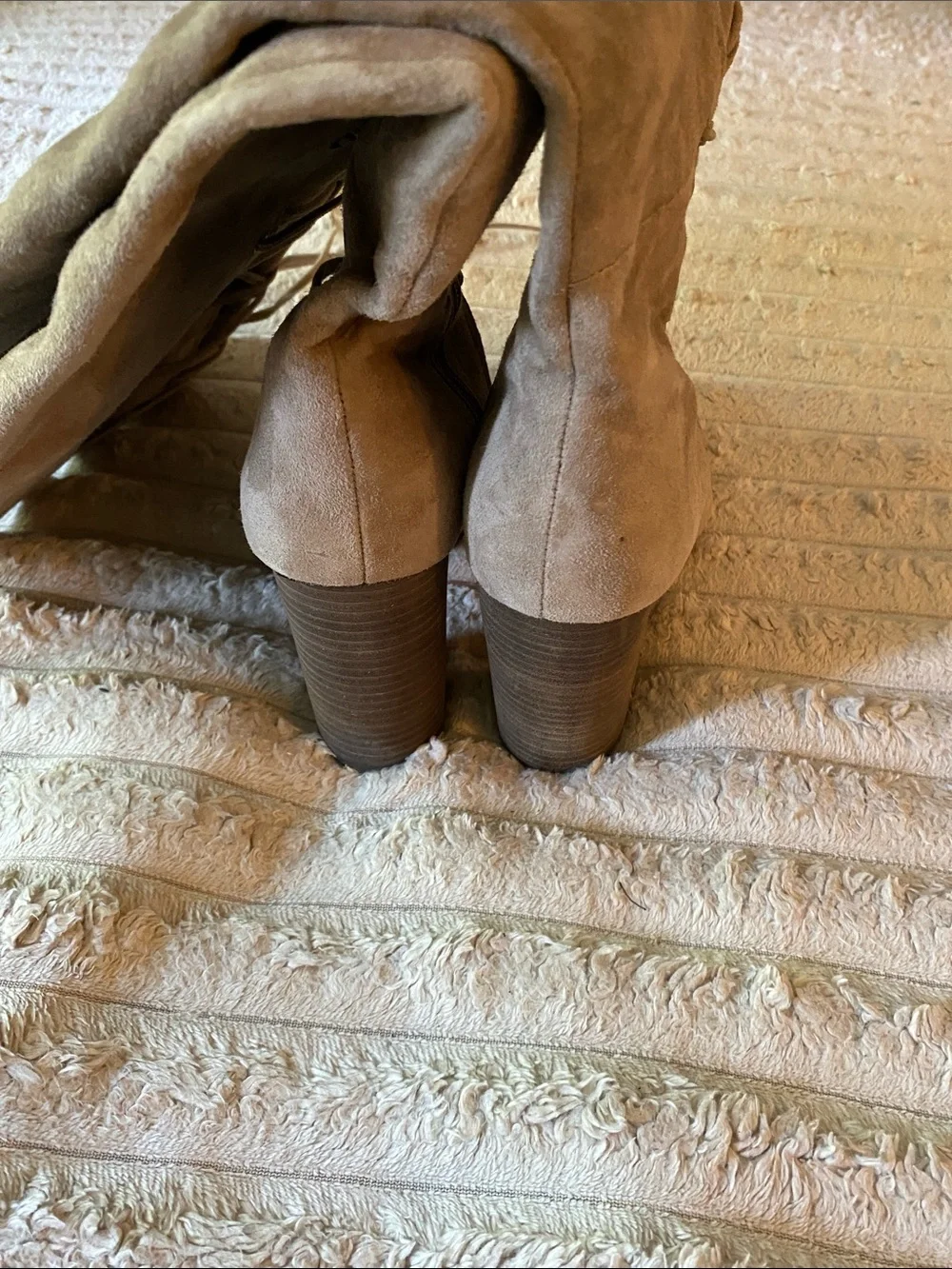 NWOT, Vince Camuto Over-the-Knee Lace-Up Suede Boots in Taupe